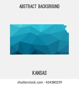 Kansas map in geometric polygonal style.Abstract tessellation,modern design background. Vector illustration EPS8