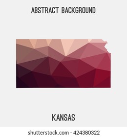 Kansas map in geometric polygonal style.Abstract tessellation,modern design background. Vector illustration EPS8