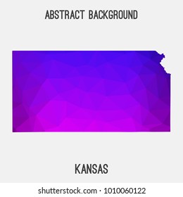 Kansas map in geometric polygonal,mosaic style.Abstract tessellation,modern design background,low poly. Vector illustration.