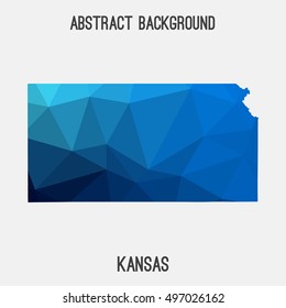 Kansas map in geometric polygonal,mosaic style.Abstract tessellation,modern design background,low poly. Vector illustration.