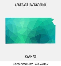 Kansas map in geometric polygonal,mosaic style.Abstract tessellation,modern design background,low poly. Vector illustration.