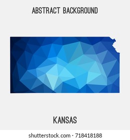 Kansas map in geometric polygonal,mosaic style.Abstract tessellation,modern design background,low poly. Vector illustration.