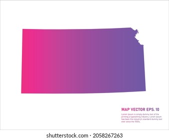 KANSAS map gradient color . on white background. 