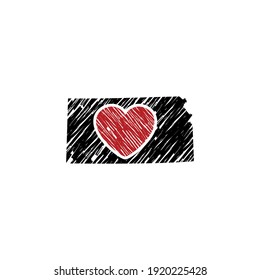 Kansas Map And Heart Logo Design Template 