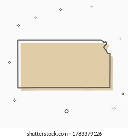 Kansas map icon Memphis style state map thin line style.  infographic icon map with small thin line geometric figures.  Vector illustration linear modern concept