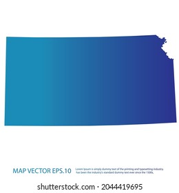 KANSAS map , infographic style , blue gradient color , on white background with Map World. Wire frame 3D mesh ,
