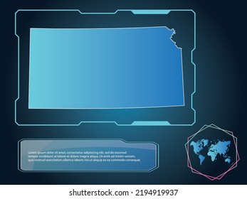 KANSAS Map infographic technology blue Color element collection background