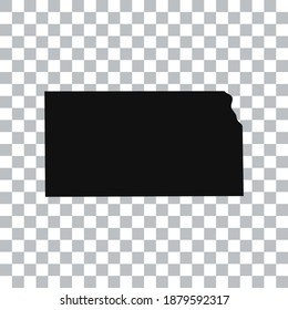 Kansas map isolated on transparent background. Black map for your design. Vector illustration, easy to edit.