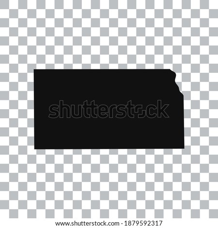 Kansas map isolated on transparent background. Black map for your design. Vector illustration, easy to edit.
