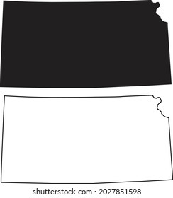 Kansas map on white background. Kansas state sign. Kansas state of USA black outline map symbol. flat style.