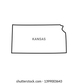 Kansas Map Outline Vector Design Template. Editable Stroke