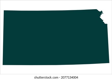 KANSAS map Sacramento green Color on White Background