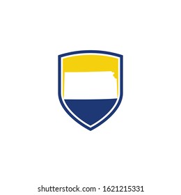 Kansas Map and Shield Logo Icon Template 001