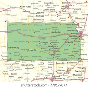 4,099 Kansas road map Images, Stock Photos & Vectors | Shutterstock