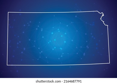 KANSAS Map Technology  with network connection background