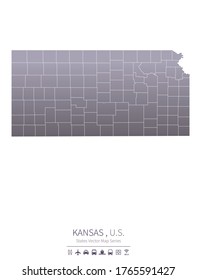 kansas map. us states vector map series. united states map background.
