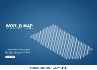 Kansas Map - USA, United States of America Map vector template with isometric top and white pixel, grid, grunge, halftone style isolated on blue background - Vector illustration eps 10