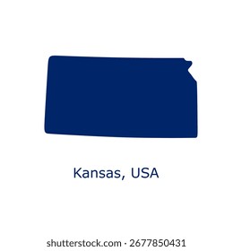 Mapa de Kansas. Kansas USA mapa Vector. Mapa azul de Kansas sobre fondo blanco
