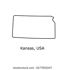 Mapa de Kansas. Kansas USA mapa Vector. Mapa de contorno de Kansas sobre fondo blanco