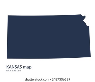 KANSAS map vector, Abstract design vector illustration Eps 10. Navy color.High Detailed on white background.