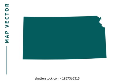 KANSAS map vector. green color on white background.