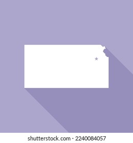 Kansas map vector illustration. Lavender colored flat map of midwestern state with the capital - Topeka. United States od America, infographics, geography concepts.