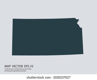KANSAS map vector, isolated on gray background