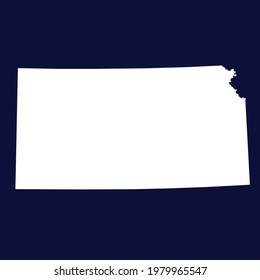 KANSAS map vector. white color on blue background.