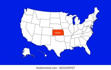 kansas maps illustration vector USA