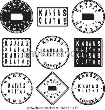 Kansas Olathe Round Seal Map Design