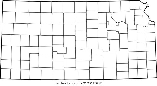 Kansas - Outline Map With Counties