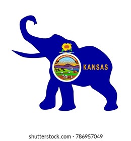 The Kansas Republican elephant flag over a white background