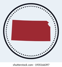 Kansas round stamp. Round logo with us state map and title. Stylish minimal Kansas badge with map. Vector illustration.