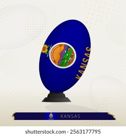 Kansas Rugby Ball on Rugby Kicking Tees with Modern Design. Illustration perfect for sports, national pride, and rugby-related projects.