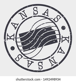 Kansas Stamp Postal. Map Silhouette Seal. Passport Round Design. Vector Icon. Design Retro Travel.