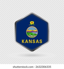 Icono de la bandera del estado de Kansas en forma de hexágono.