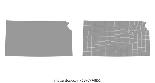 Kansas state gray maps. Vector illustration.