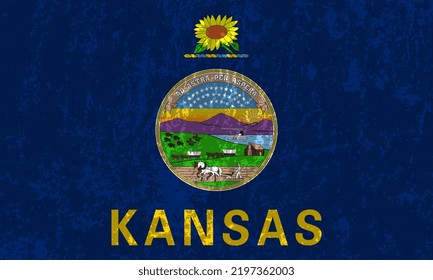 Kansas state grunge flag. Vector illustration.