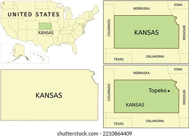 Kansas state location on map of USA