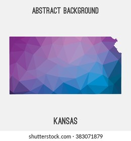 Kansas state map in geometric polygonal style.Abstract tessellation,modern design background. Vector illustration EPS8