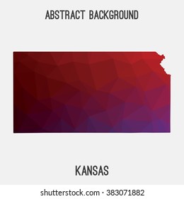 Kansas state map in geometric polygonal style.Abstract tessellation,modern design background. Vector illustration EPS8