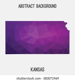 Kansas state map in geometric polygonal style.Abstract tessellation,modern design background. Vector illustration EPS8
