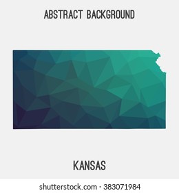 Kansas state map in geometric polygonal style.Abstract tessellation,modern design background. Vector illustration EPS8