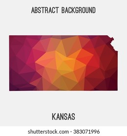 Kansas state map in geometric polygonal style.Abstract tessellation,modern design background. Vector illustration EPS8
