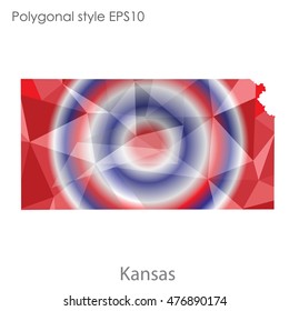 Kansas state map in geometric polygonal,mosaic style.Abstract gems triangle,modern design background. Vector illustration EPS10