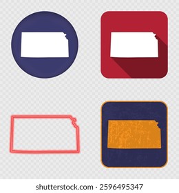 Kansas State Map Icons Collection