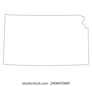 Kansas state map. Map of the U.S. state of Kansas.