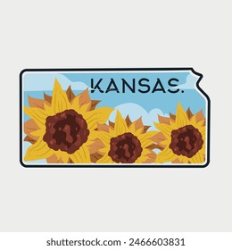 Kansas state with sun flower perfect for print, apparel, sticker, etc