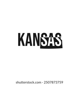 kansas state symbol, map icon with vector silhouette