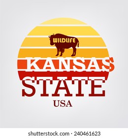 Kansas state typography, graphics, vectors